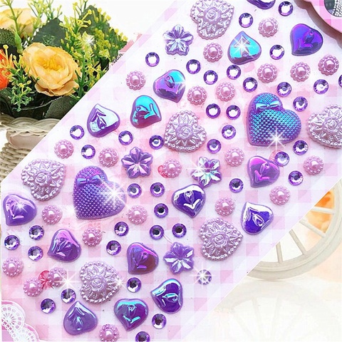 1 feuille coeur forme autocollant cristal diamant acrylique perles Scrapbooking voiture livre mémo décor enfants cadeaux jouets bricolage Art artisanat ► Photo 1/6