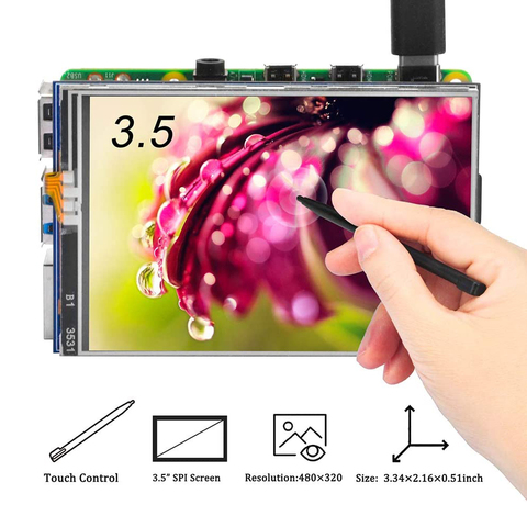 Écran LCD TFT 3.5 pouces pour framboise Pi 4 modèle B 480*320 Modules rvb Pixels écran tactile avec stylo tactile ► Photo 1/6