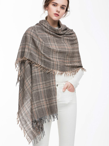 Écharpe à carreaux en laine véritable pour femme, châle, à la mode, Poncho, nouveau style, collection hiver 2022 ► Photo 1/5