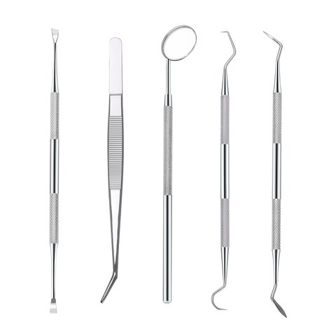 Pincettes en acier inoxydable, miroir dentaire, sonde coudée, Instrument de dentiste, nettoyage des dents, outil de blanchiment, ensemble de soins buccaux ► Photo 1/6