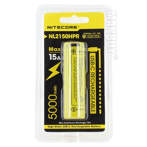 2022 NITECORE NL2150HPR 21700 Buildin USB Type-C Charging Port 5000mAh 3.6V High Drain Protected Rechargeable Battery Button Top ► Photo 1/6