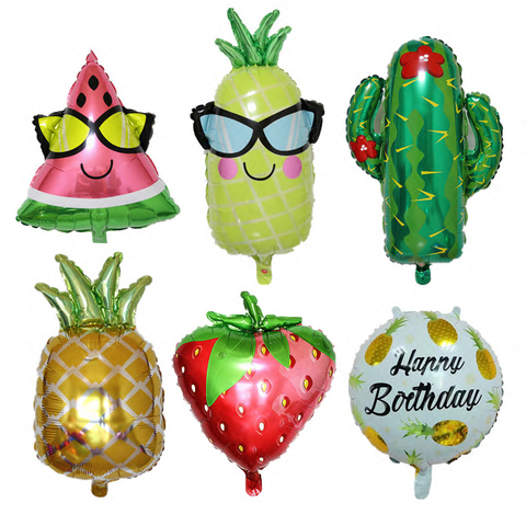 Fruit pastèque ananas Orange feuille ballon Cactus joyeux anniversaire ballons mariage vacances Festival décoration jouet ► Photo 1/5