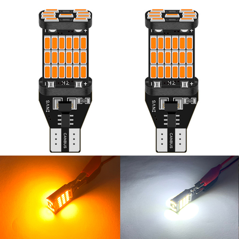 Ampoule Led T15 T16 W16W, 2 pièces, Canbus de voiture, lumière de secours, lumière blanche ambre rouge glace bleue pour BMW AUDI FORD KIA LADA ► Photo 1/6