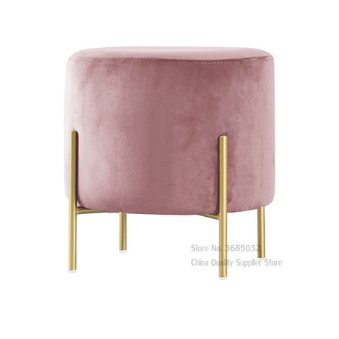 Personnalisable luxe velours Dressing tabouret avec jambe dorée gland maquillage banc Pouf créatif Pouf meubles de maison 30*34cm ► Photo 1/6