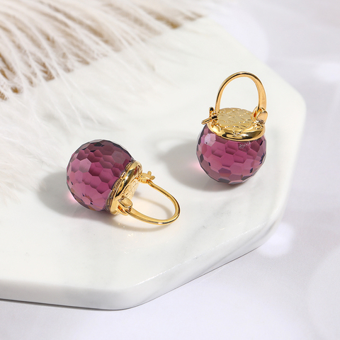 Vanssey – boucles d'oreilles en forme de cœur pour femme, bijoux de luxe, boule de cristal autrichien, violet, accessoires pour fête de mariage, nouveauté 2022 ► Photo 1/6