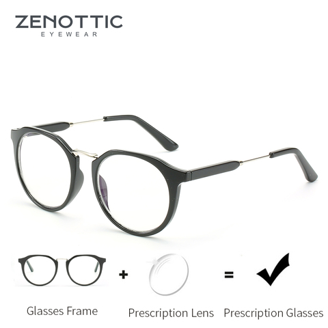 ZENOTTIC – lunettes de vue rétro pour hommes et femmes, verres de Prescription, ronde et Progressive, monture transparente, myopie optique, Anti lumière bleue ► Photo 1/6