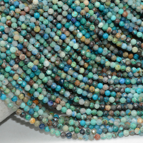 Chrysocolla africaine naturelle/perles rondes à facettes Quattro quantique 3mm ► Photo 1/6