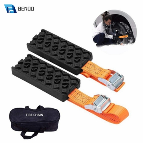 BENOO 1/2/4 PIÈCES Durable Antidérapante PU Voiture Pneu Traction Blocs Avec Sac D'urgence Neige Boue Sable Pneu Chaîne Sangles Pour Boue De Neige Glace ► Photo 1/6