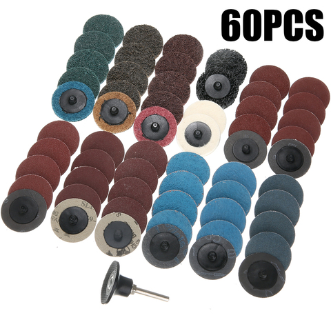 60 pièces 2 pouces 50mm Roll Lock Surface Ponçage Disques De Papier Abrasif Pour Le Métal En Plastique Outils Abrasifs ► Photo 1/6