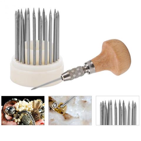 Jeux d'outils pour grains de perles avec manche en bois pour graveur, 23 pièces ► Photo 1/6