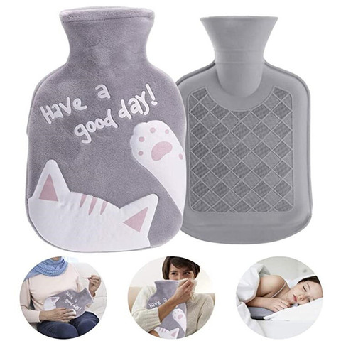 Bouteille d'eau chaude pour chat 350ML, douce et chaude, Portable, protection réutilisable avec housse en peluche lavable, anti-fuite, soulagement de la douleur ► Photo 1/6