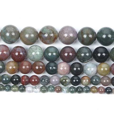 Perles indiennes Agates rondes en pierre naturelle lisse, pour la fabrication de bijoux, bricolage, Bracelet, brin de 4 à 12 MM ► Photo 1/5