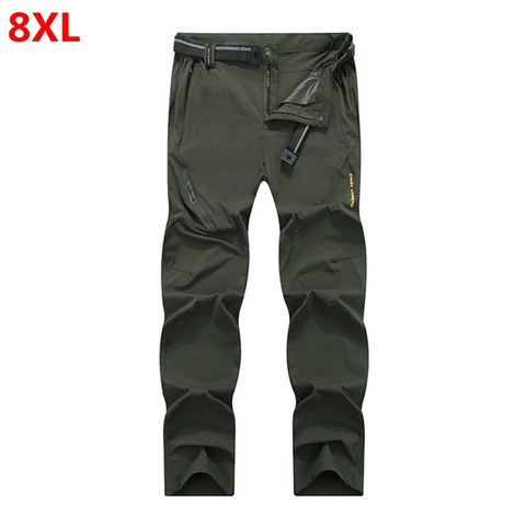 Pantalon droit élastique pour homme, léger et respirant, grande taille, léger, à séchage rapide, tactique, pour l'extérieur, 7XL et 5XL ► Photo 1/6