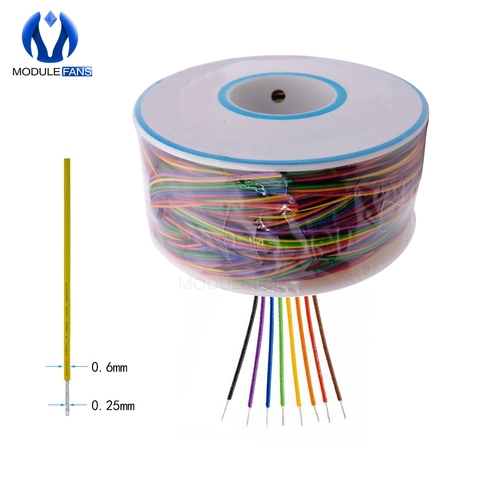 Câble isolant coloré, fil d'emballage de Test à 8 fils en cuivre étamé, 250M 30 AWG 0.25mm B-30-1000 UL1423 ► Photo 1/6