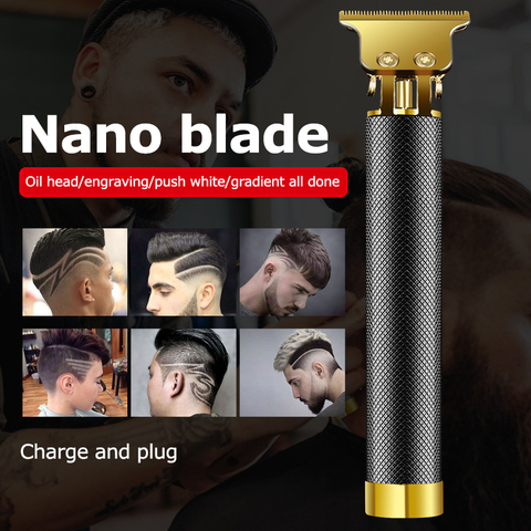 Coupe étroite coiffeur numérique électrique tondeuse à cheveux professionnel barbier hommes tondeuse à cheveux Rechargeable 0mm t-blade Machine ► Photo 1/6