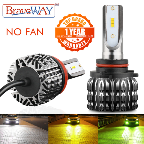 BraveWay – ampoules LED pour phares antibrouillard, sans ventilateur, pour voiture et moto, H4, H7, H1, H3, H8, H11, HB3, HB4, H27, H3, 9006 lm, 12V ► Photo 1/6