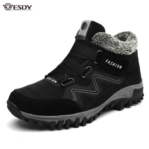 Bottes de neige en peluche pour homme, chaussures de travail confortables et décontractées, unisexe, hiver ► Photo 1/6