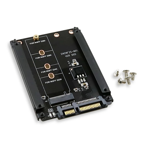 Adaptateur avec boîtier métallique B + M Key M.2 NGFF SSD vers SATA 2.5, 6 Gb/s, avec prise et 5 vis ► Photo 1/6
