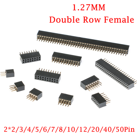 Connecteur de broche Double rangée femelle 1.27mm, 20 pièces, 2 ~ 50P, carte PCB, 2*3p 2*10p 2*6 2*20 2*12 2*25 ► Photo 1/6