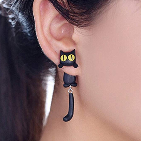 Boucles d'oreilles piranha en argile douce, motif chien, plante fleur, renard, chat, mode, personnalité, animal, en céramique douce ► Photo 1/6