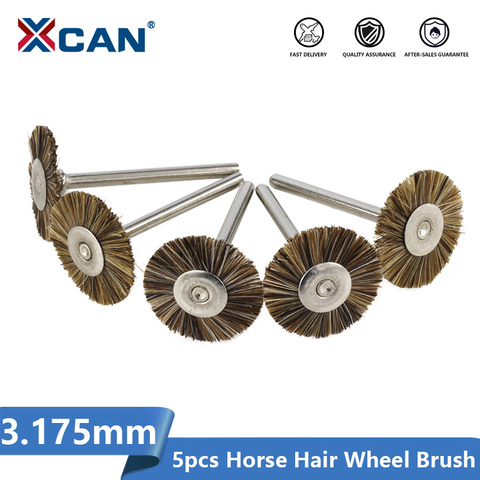 XCAN 5 pièces fil de polissage roue brosses ensemble 3.175mm tige cheval cheveux brosse métallique pour Mini perceuse outils rotatifs ► Photo 1/5