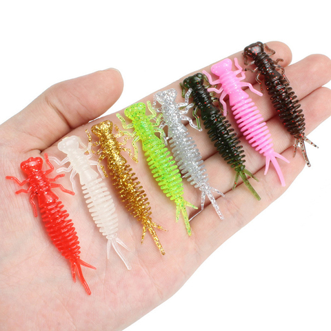 Lot d'appâts souples pour la pêche, pack de leurres pour attraper des poissons, avec une odeur de poisson, larve, nymphe, libellule, pour truites, bar, perche, 5.5cm, 1.2g, 20 pièces, 16 couleurs ► Photo 1/6