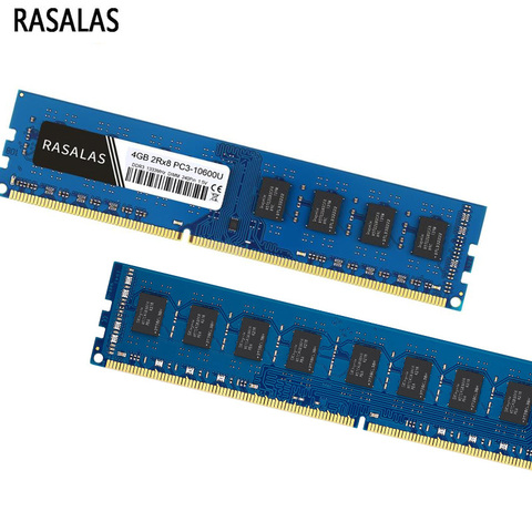 Rasalas-mémoire opérationnelle, 8 go, 4 go, DDR3, 1600 Mhz, 1333, PC3L-12800U V, 1,5 V, basse tension, 1.35 RAM, DIMM, ordinateur de bureau broches, bleu ► Photo 1/6