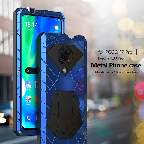 Pour Xiaomi POCO F2 Pro Redmi K30 Pro POCO X3 NFC étui de téléphone dur en aluminium métal robuste couverture de Protection avec verre trempé ► Photo 1/6