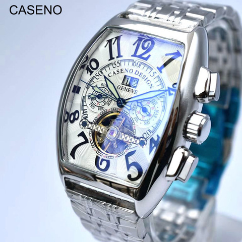 CASENO – montre automatique mécanique à Tourbillon pour homme, accessoire de marque de luxe, de Sport militaire, en acier inoxydable ► Photo 1/6