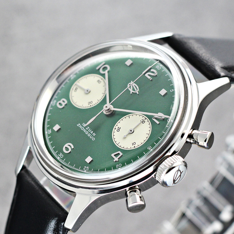 RED STAR – chronographe militaire pour hommes, édition limitée verte 1963, montres mécaniques 38mm, pilote Air Force, avec col de cygne ► Photo 1/5