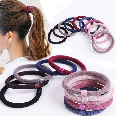 Bandes élastiques basiques en caoutchouc pour filles et femmes, 10 pièces/lot, porte-tête, accessoires simples pour cheveux, Scrunchie ► Photo 1/6