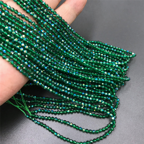 Micro perles à facettes en pierre naturelle, vertes, émeraude, 2, 3mm, grosses perles espacées pour la fabrication de bijoux et de colliers, Bracelet à bricoler soi-même ► Photo 1/6