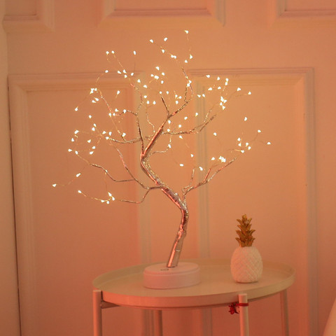 36/48/60/72/108LED S LED Fil De Cuivre de Forme D'arbre De Nuit avec le Commutateur De Capteur Tactile Décoration Batterie USB Led Lampe de Table Lampe De Table ► Photo 1/6