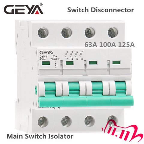 GEYA – interrupteur isolant GYH8 Din Rail 4 pôles, 400V, interrupteur principal 63a, 100a, 125a, disjoncteur ► Photo 1/6