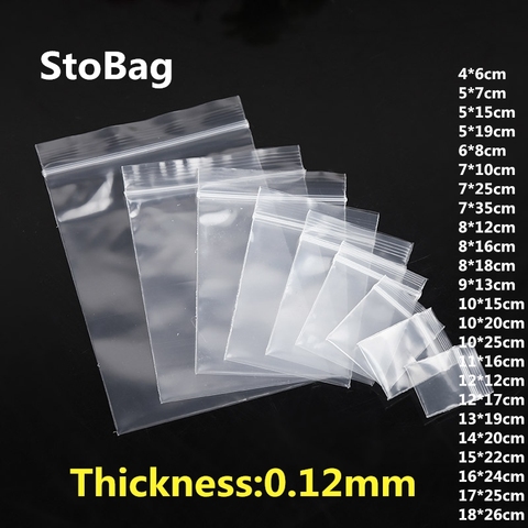 StoBag – petits sacs en plastique transparents à fermeture éclair, 100 pièces, sac de rangement refermable pour cadeau de bijoux, emballage avec Logo imprimé personnalisé ► Photo 1/6