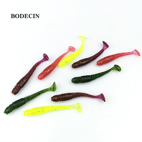 16 pièces Silicone souple ver caoutchouc Grub T queue artificielle faux appât costume pour pêche leurre Takcle 50mm 1g Shad Wobbler sel odeur ► Photo 1/6