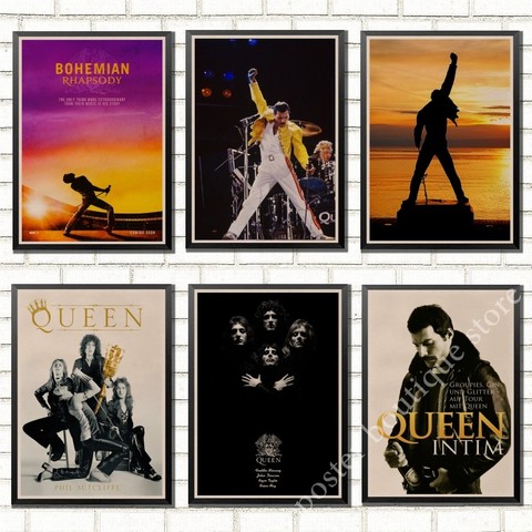 Affiche Freddie Mercury en papier Kraft de musique Queen Band, autocollant mural décoratif de haute qualité ► Photo 1/6