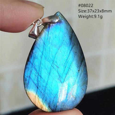 Véritable naturel Labradorite bleu lumière pendentif femmes hommes pierres précieuses goutte d'eau guérison pierre cristal collier bijoux AAAAA ► Photo 1/6