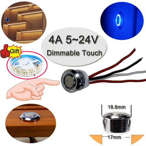 Variateur LED 12V DC 5V -24V, bouton de commande tactile, interrupteur réglable en continu pour bande lumineuse LED ► Photo 1/6