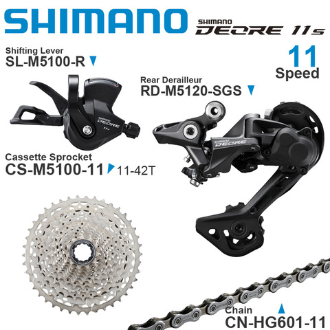 SHIMANO DEORE M5100 M5120 11v groupe manette de vitesse dérailleur arrière SHADOW RD - 1x11-speed Cassette chaîne pièces d'origine pour vtt vélo ► Photo 1/6