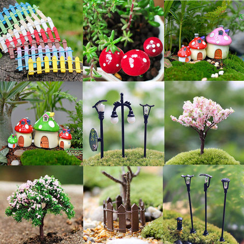 Miniature, arbre en forme de champignon, Figurines de jardin, pont, Pot de fleurs artisanal, maison de poupée pour Aquarium ► Photo 1/6