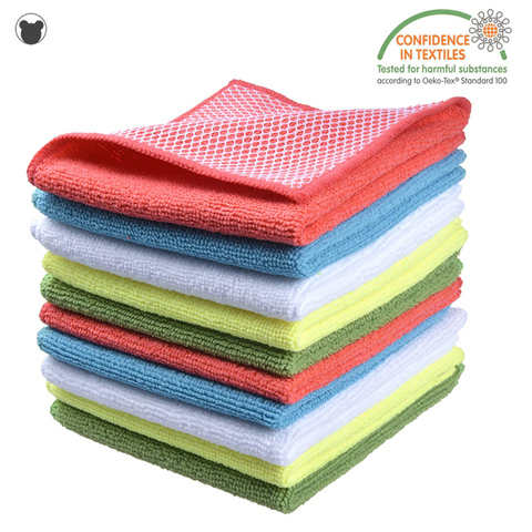 3pc serviettes de cuisine plat lavage tissu maille serviette lingettes absorbable doux fenêtre voiture chiffons salle de bains microfibre chiffon de nettoyage ► Photo 1/6