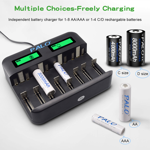 Chargeur de batterie d'affichage à cristaux liquides de 4 fentes d'utilisation Multi de C906W pour la batterie Rechargeable de Nimh Nicd AA/AAA/SC/C/D/9 V avec des chargeurs de voiture ► Photo 1/6