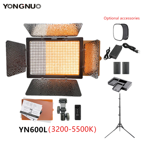 Yongnuo – lampe vidéo YN600L, 3200K-5500K, pour photographie, avec adaptateur, batterie, trépied, boîte à lumière, maquillage, Vlog, TikTok ► Photo 1/6