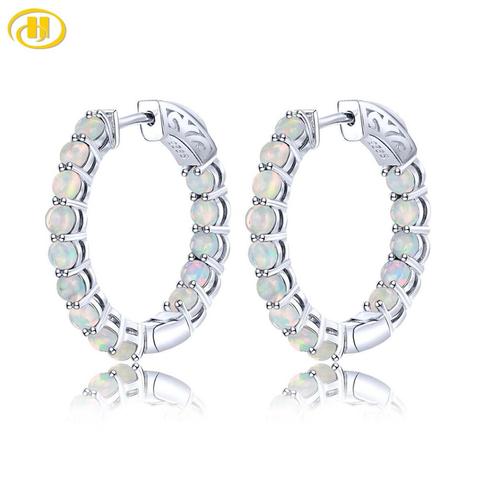 Hutang – boucles d'oreilles en opale naturelle pour femmes, en argent Sterling, 2.3 carat, Cabochon coupé, coloré, Design classique, pour noël ► Photo 1/6