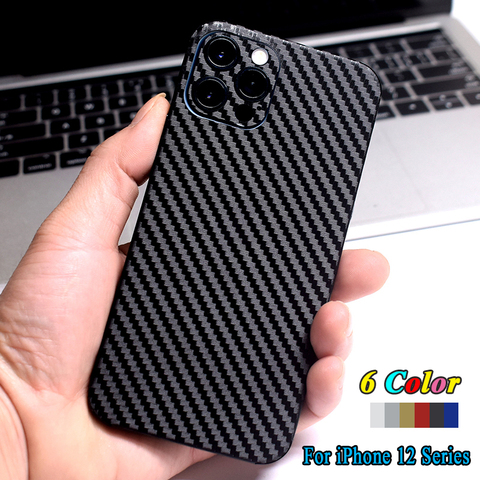 Pour Apple iPhone 12 Mini 12 Pro iPhone12 Pro Max nouvelle mode couverture arrière décalque peau 3D Fiber de carbone arrière autocollant de protection Film ► Photo 1/6