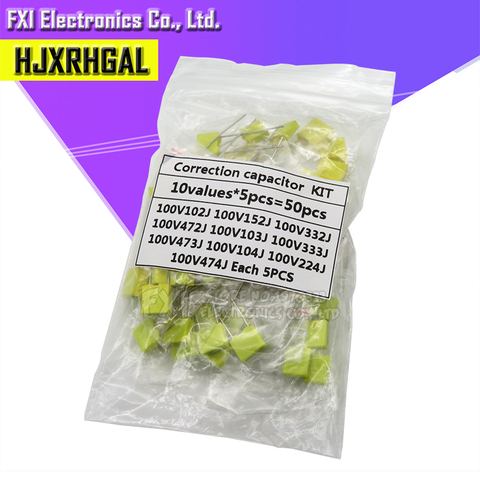 Kit de condensateur de Correction, 50 pièces = 10 types * 5 pièces, 100V 102J 152J 332J 472J 103J 473J 104J 224J 474J ► Photo 1/4