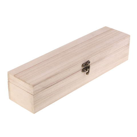 Boîte en bois Simple de stockage de bijoux en bois naturel de Rectangle avec le fermoir ► Photo 1/6