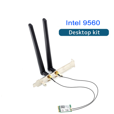 Kit de bureau sans fil Intel 2030, 9560 Mbps, double bande, Bluetooth 5.0, 802.11AC, M.2, CNVI 9560NGW, carte Wifi, antenne, pour ordinateur de bureau ► Photo 1/6