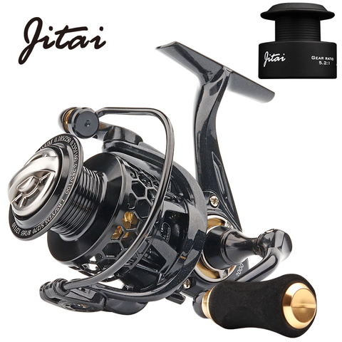 Bobine de filature JITAI légère 6-8KG Max CNC de traînée bobine en aluminium 10 + 1BBs roue d'eau salée moulinets de pêche à la carpe avec bobine gratuite ► Photo 1/6